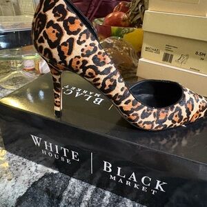White House Black Market Animal Print Heels